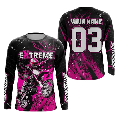 Custom Biker Blue Motocross Jersey For Men Long Sleeve, Custom Racing Dirt Bike Jersey ME0068
