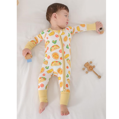 Tacos Pizza Baby Convertible Zippy Romper, Tacos Baby Romper Convertible BB0610