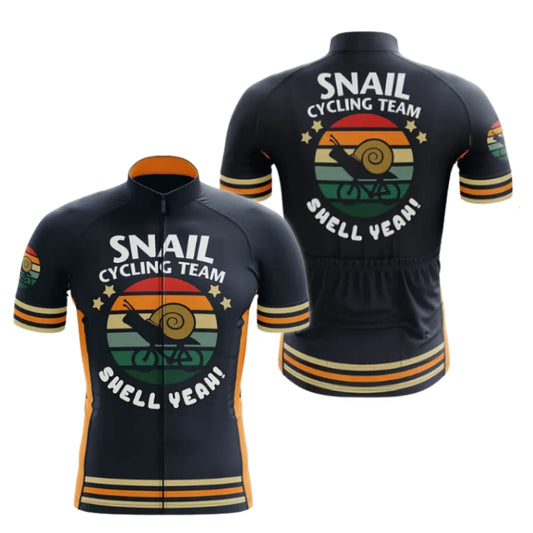 Snail Cycling Team Shell Yeah Short Sleeve Cycling Jersey For Mens, Funny Team Cycling Jerseys CZ0093