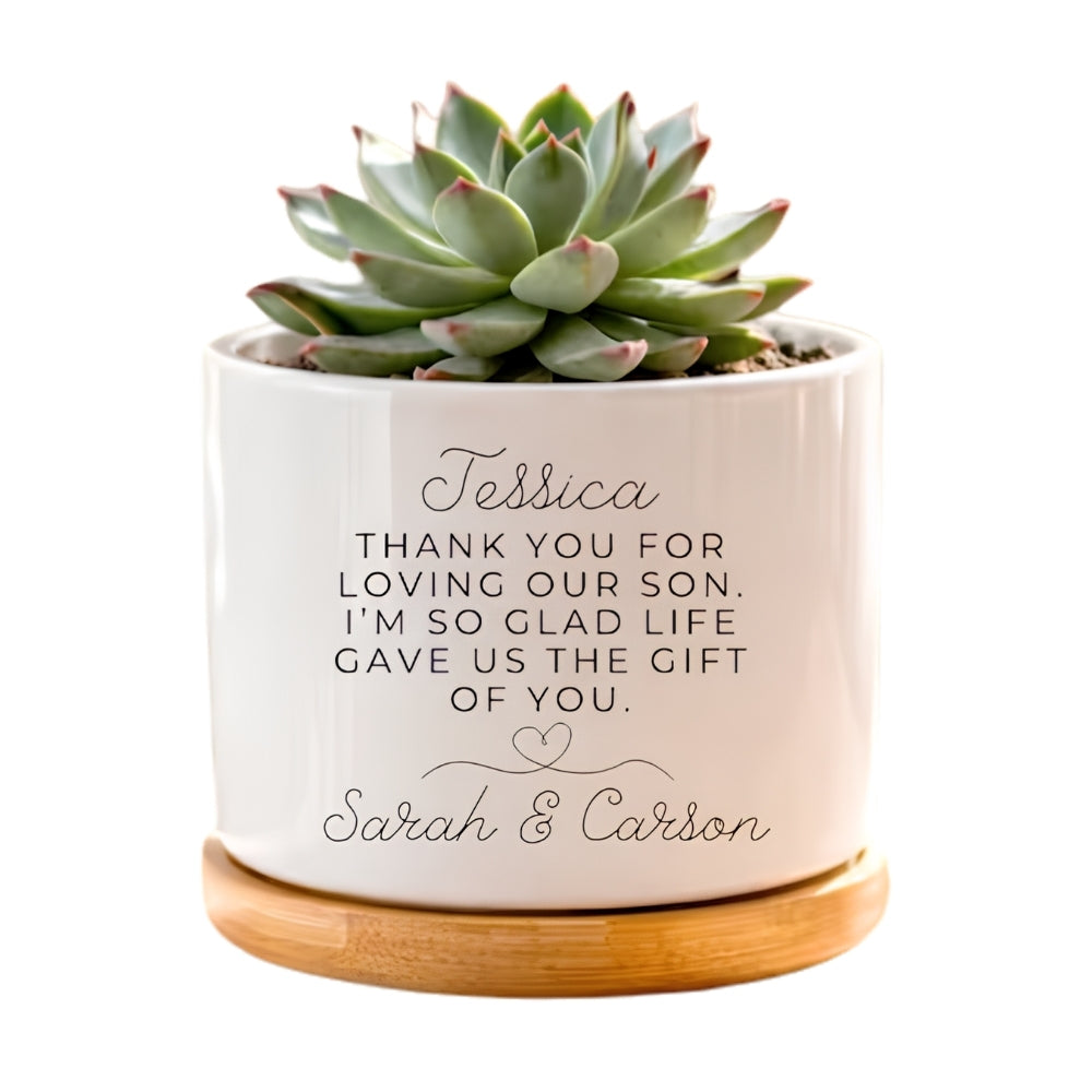 Thank You For Loving Our Son Custom Flower Pot For Daughter In Law, Custom Future Daughter Wedding Pot WD0337