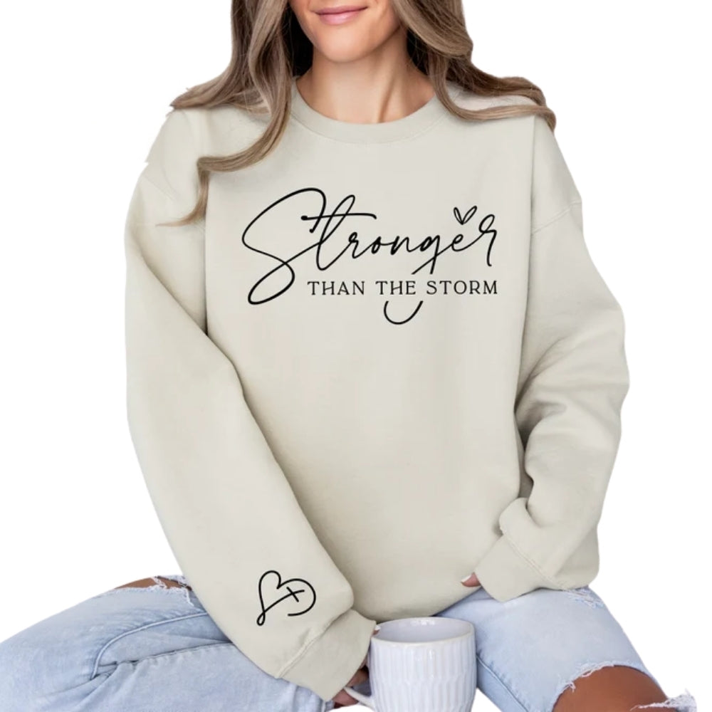 Stronger Than The Storm Sweatshirt, Motivational Mental Health Sweatshirt, Christian Bible Verse Sweatshirt 2D0293