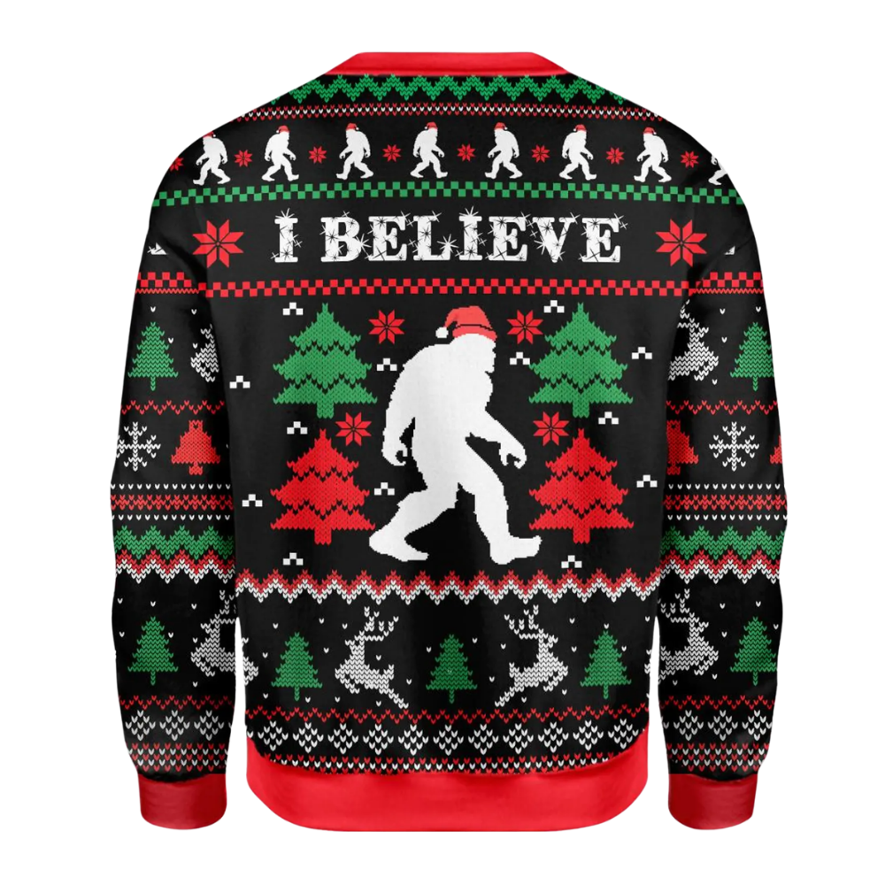 I Believe Bigfoot Ugly Christmas Sweatshirt For Men, Funny Sasquatch Ugly Sweater 2D1162