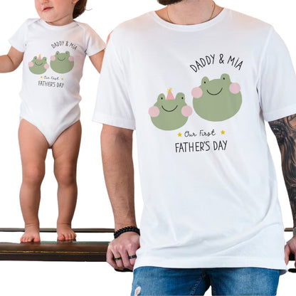 Custom Our First Father's Day Giraffe Matching Family T Shirt, Custom 1st Father's Day Matching Shirts ET0153