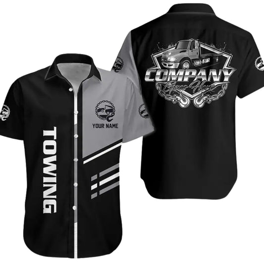 Personalized Towing Work Hawaiian Shirt For Men, Custom Tow Mechanic Uniform Shirts HE0253