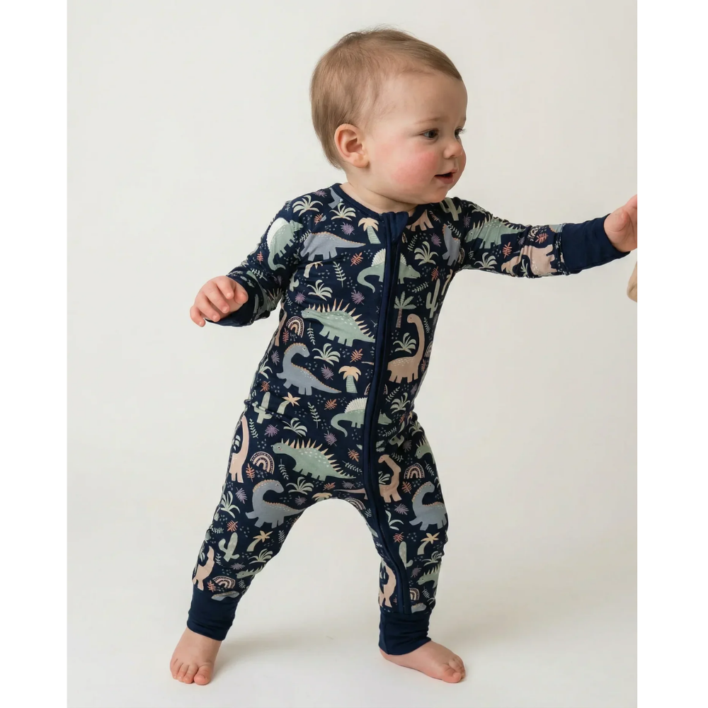 Dinosaur Forest Baby Convertible Zippy Romper, Dinosaur Baby Romper Convertible BB0833