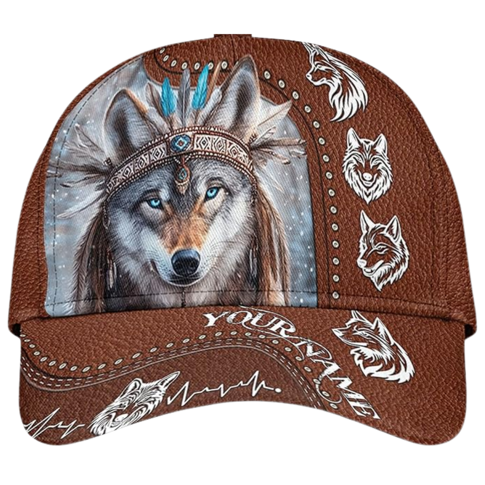 Custom Wolf Native American Baseball 3D Printed Cap, Custom Wolf Native Pride Hat CP0514
