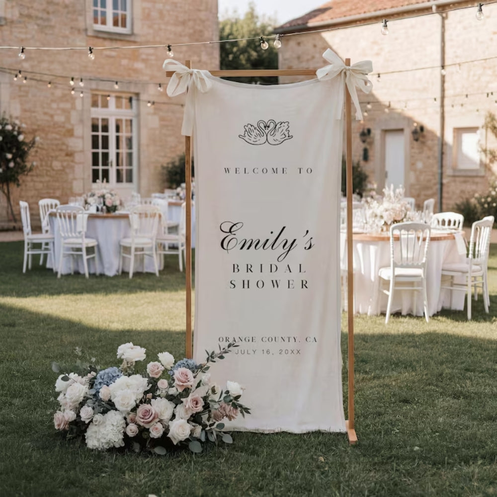 Custom Bridal Shower Linen Welcome Banner, Personalized Bridal Shower ...