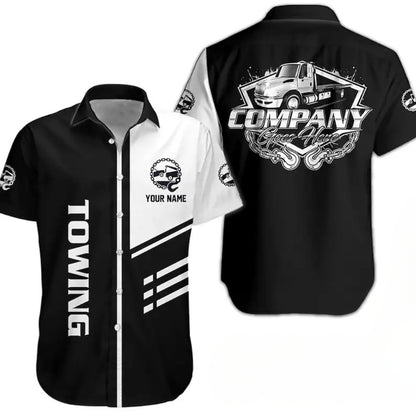 Personalized Towing Work Hawaiian Shirt For Men, Custom Tow Mechanic Uniform Shirts HE0253