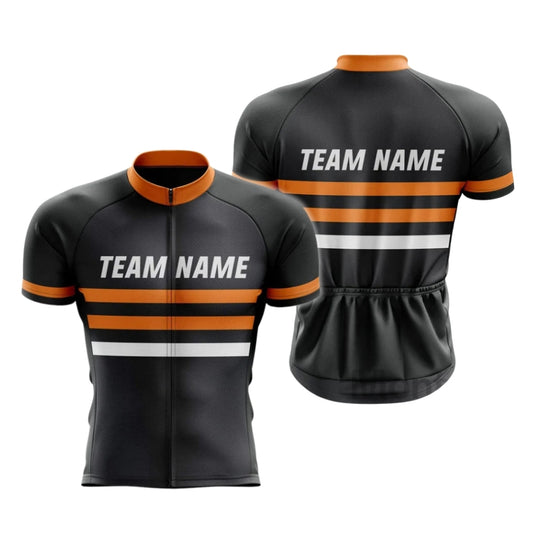 Black And Orange Custom Team Cycling Short Sleeve Men Jersey, Custom Cycling Jerseys CG0499