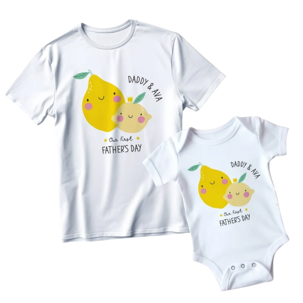 Custom Our First Father's Day Giraffe Matching Family T Shirt, Custom 1st Father's Day Matching Shirts ET0153
