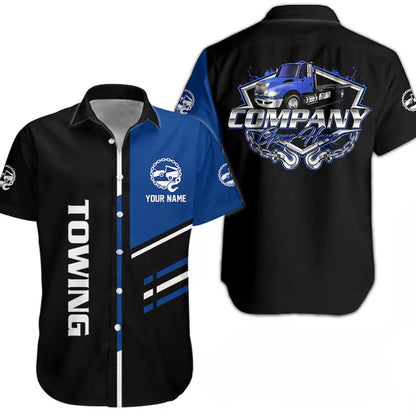 Personalized Towing Work Hawaiian Shirt For Men, Custom Tow Mechanic Uniform Shirts HE0253