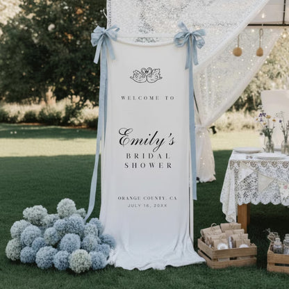 Custom Bridal Shower Linen Welcome Banner, Personalized Bridal Shower Party Welcome Sign WD0923