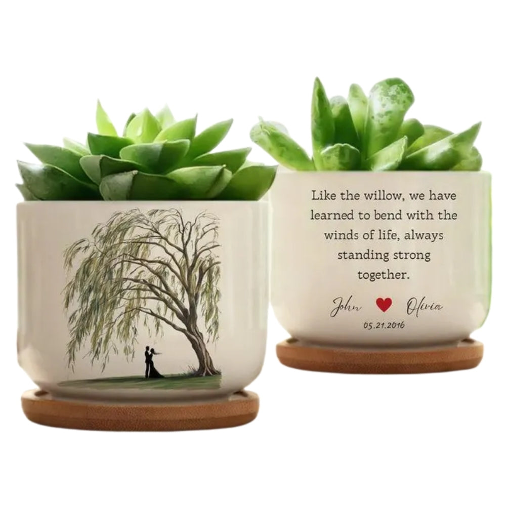 Like The Willow Custom 9th Wedding Anniversary Flower Pot, Custom 9 Years Anniversary Pot WD0340