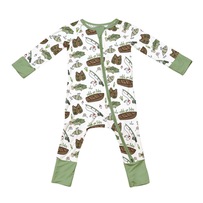 Catch Ya Later Fishing Baby Convertible Zippy Romper, Fishing Lover Convertible Romper Baby BB0834