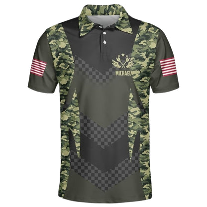 Aim Shoot Swear Repeat Custom Camouflage Darts Men's Polo Shirt, Custom Funny Camo Darts Team Shirts DZ0022