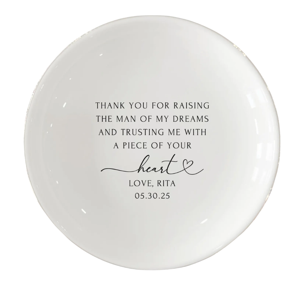 Thank You For Raising The Man Custom Mother Of The Groom Jewelry Dish, Custom Wedding Ring Dish For Mother Of Groom WD0483