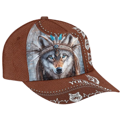 Custom Wolf Native American Baseball 3D Printed Cap, Custom Wolf Native Pride Hat CP0514