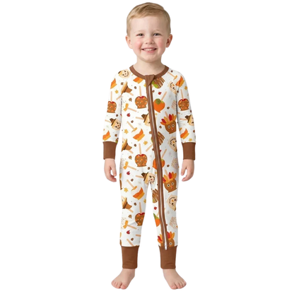 Caramel Apple Fall Baby Convertible Zippy Romper, Fall Candy Baby Romper Convertible BB0895