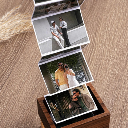 Personalized Wedding Anniversary Keepsake Wood Photo Box, Custom Memory Collection Photo Box For Wedding Anniversary Engaged WD0047