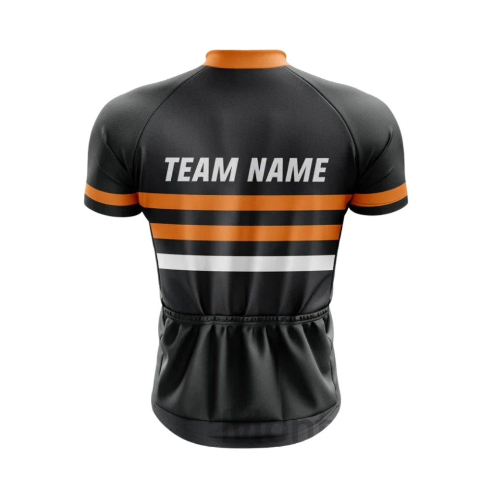 Black And Orange Custom Team Cycling Short Sleeve Men Jersey, Custom Cycling Jerseys CG0499