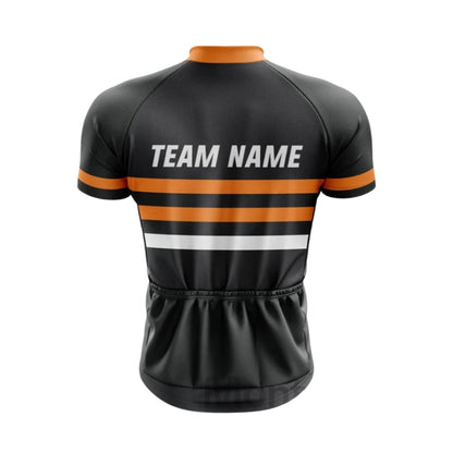 Black And Orange Custom Team Cycling Short Sleeve Men Jersey, Custom Cycling Jerseys CG0499