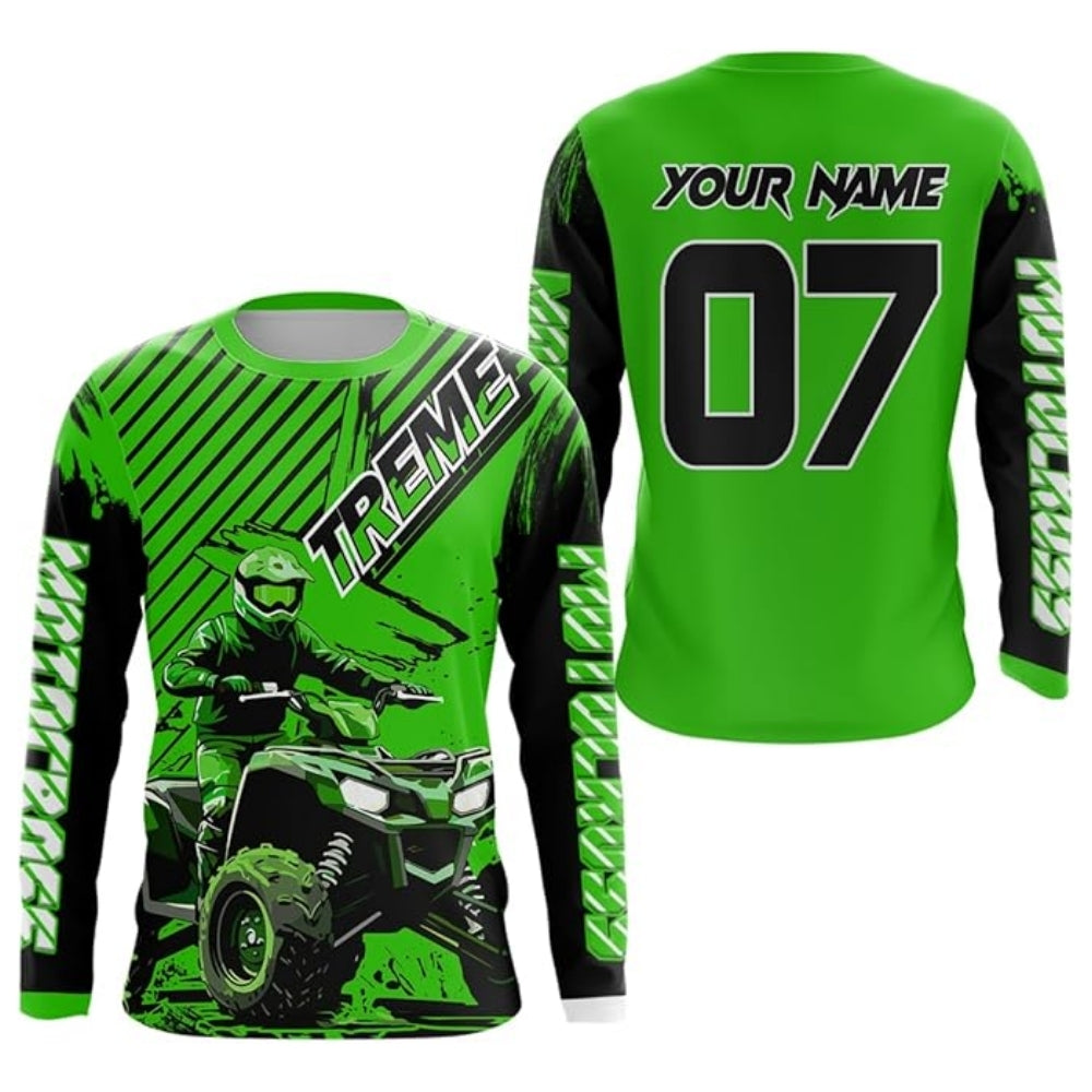 Personalized ATV Biker Men's Red Motocross Jersey Long Sleeve, Custom ATV Dirt Bike Jersey ME0067