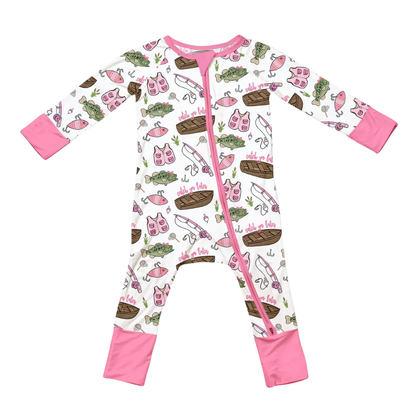 Catch Ya Later Fishing Baby Convertible Zippy Romper, Fishing Lover Convertible Romper Baby BB0834