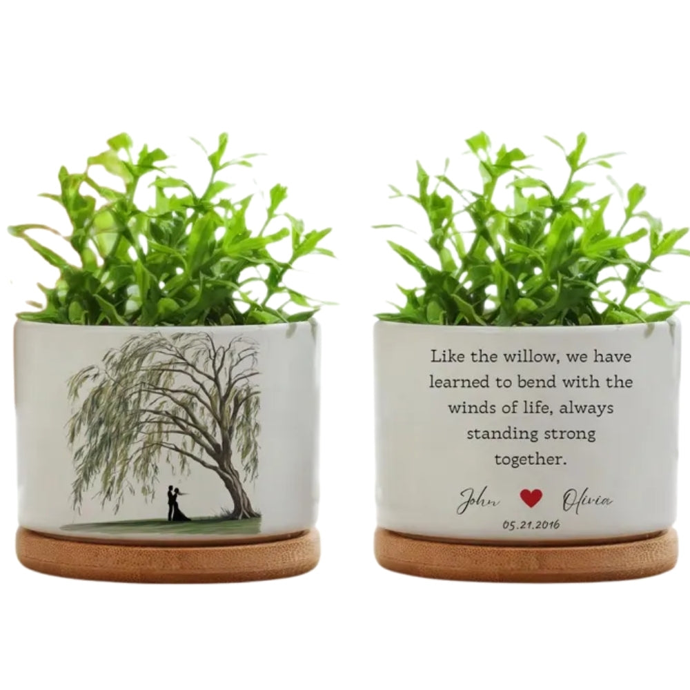 Like The Willow Custom 9th Wedding Anniversary Flower Pot, Custom 9 Years Anniversary Pot WD0340