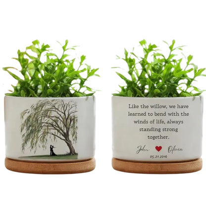 Like The Willow Custom 9th Wedding Anniversary Flower Pot, Custom 9 Years Anniversary Pot WD0340