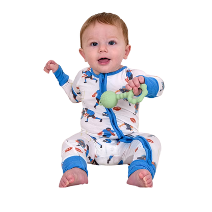 Football Player Baby Convertible Zippy Romper, Football Convertible Baby Romper BB0433
