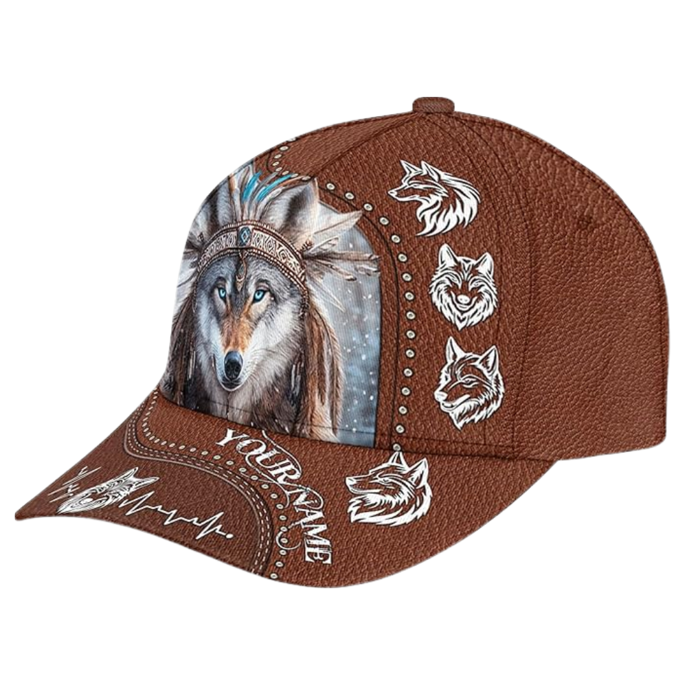 Custom Wolf Native American Baseball 3D Printed Cap, Custom Wolf Native Pride Hat CP0514