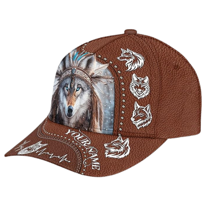 Custom Wolf Native American Baseball 3D Printed Cap, Custom Wolf Native Pride Hat CP0514