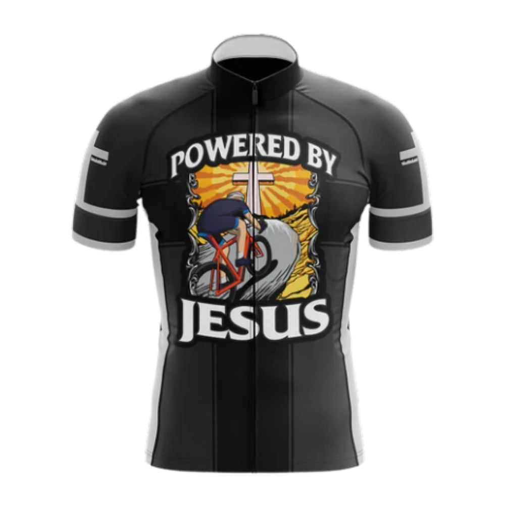 Powered By Jesus Cycling Short Sleeve Jersey Mens, Christian Cycling Jerseys For Men CZ0094