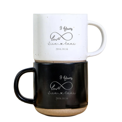 Personalized 9 Years Anniversary Pottery Mug With Couple Name, Custom 9th Wedding Anniversary Mug WD0318