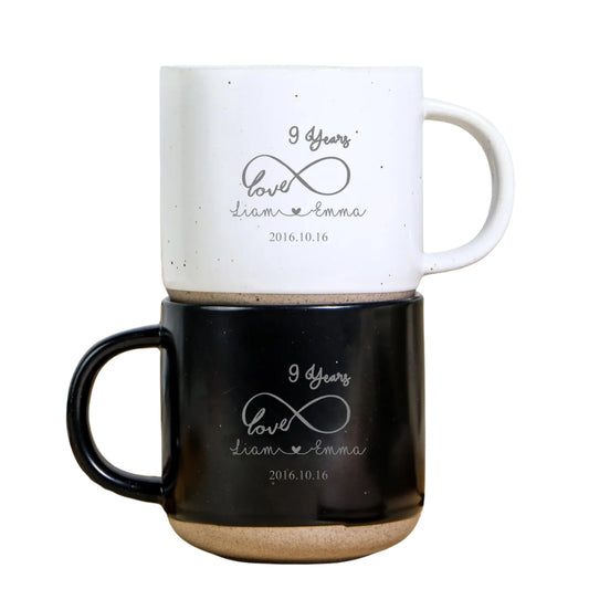 Personalized 9 Years Anniversary Pottery Mug With Couple Name, Custom 9th Wedding Anniversary Mug WD0318