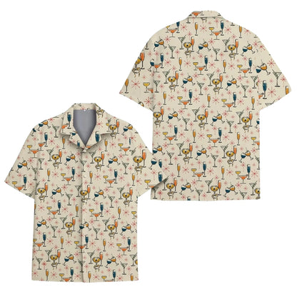 Vintage Martini And Champagne Hawaiian Shirt Men Women, Retro Drink Pattern Hawaiian Shirts HE0071