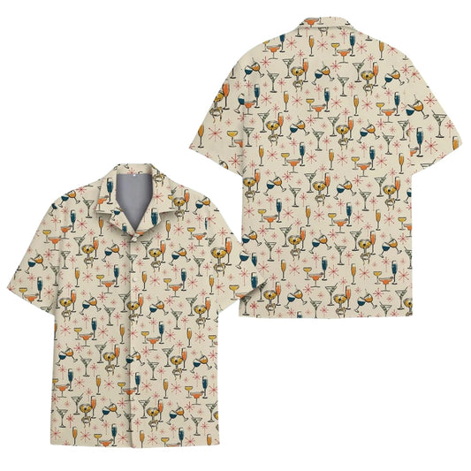 Vintage Martini And Champagne Hawaiian Shirt Men Women, Retro Drink Pattern Hawaiian Shirts HE0071