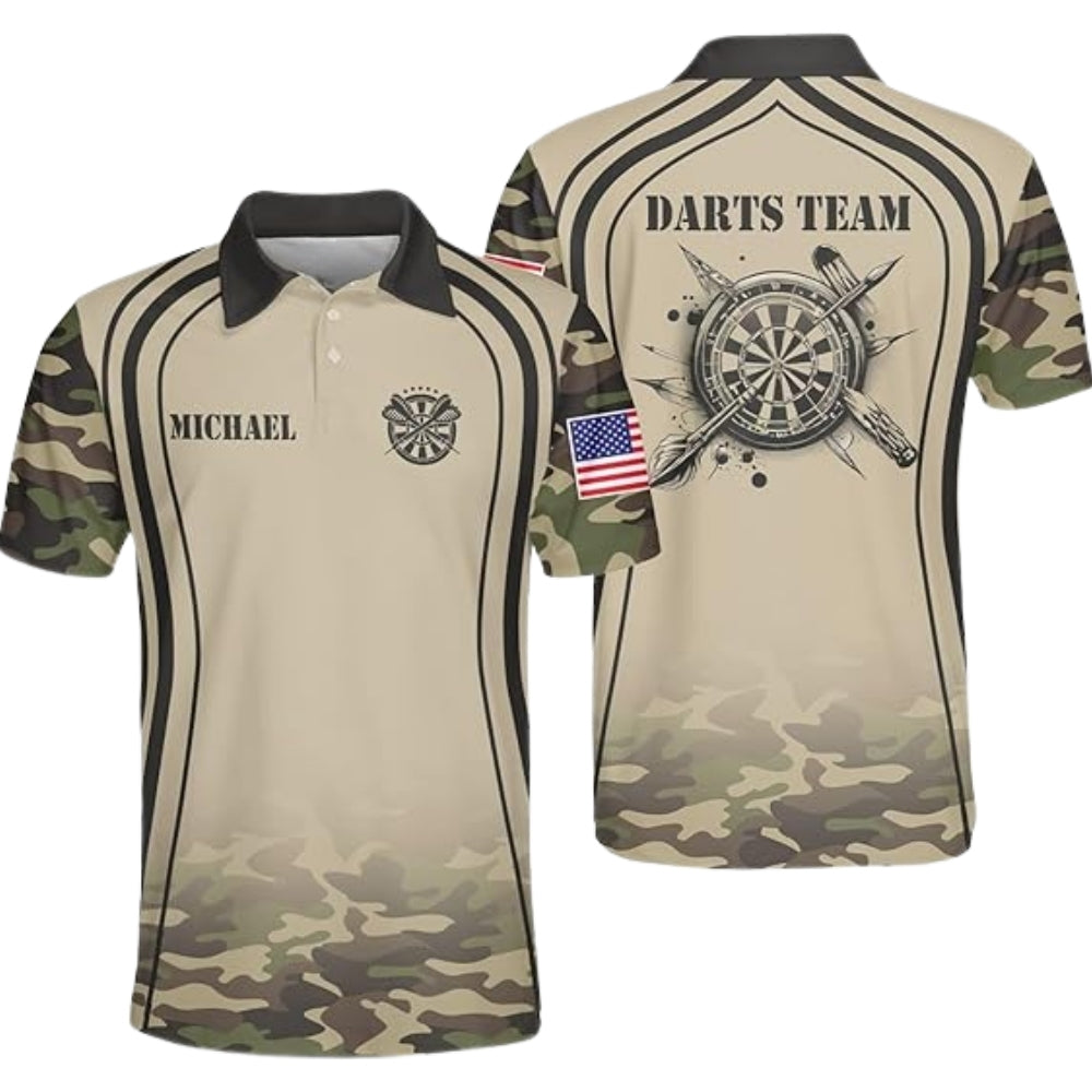Custom Camouflage Darts Polo Shirt For Mens, Custom Camo Darts Team Shirts DZ0021