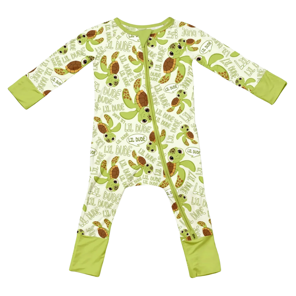 Turtle Lil Dude Baby Convertible Zippy Romper, Turtle Convertible Romper For Baby Boy BB0896