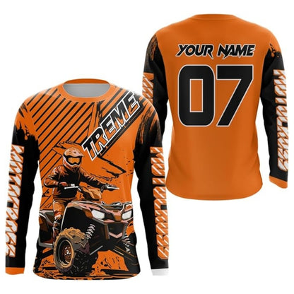 Personalized ATV Biker Men's Red Motocross Jersey Long Sleeve, Custom ATV Dirt Bike Jersey ME0067