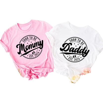 Soon To Be Mommy Daddy Custom Pregnancy Announcement Matching T Shirts, Custom Baby Reveal Matching Shirts For Family ET0154
