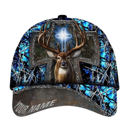 Custom Cross Deer Hunting 3D Baseball Caps, Custom Christian Deer Hunting Caps CP0338