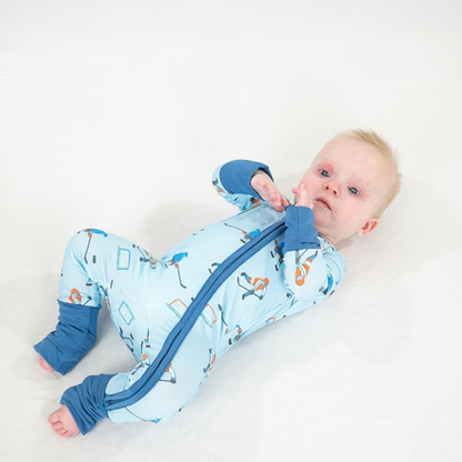 Hockey Player Baby Zipper Romper Convertible, Hockey Convertible Romper For Baby BB0434