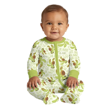 Turtle Lil Dude Baby Convertible Zippy Romper, Turtle Convertible Romper For Baby Boy BB0896