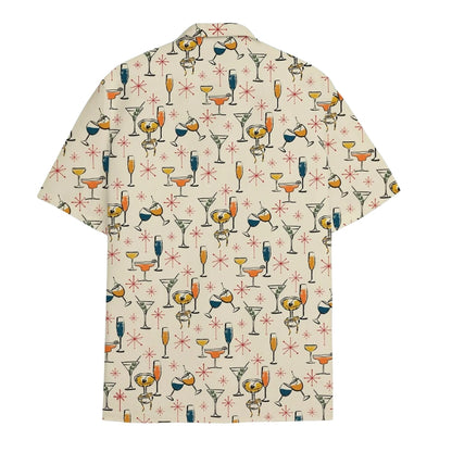 Vintage Martini And Champagne Hawaiian Shirt Men Women, Retro Drink Pattern Hawaiian Shirts HE0071