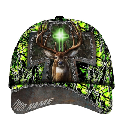 Custom Cross Deer Hunting 3D Baseball Caps, Custom Christian Deer Hunting Caps CP0338