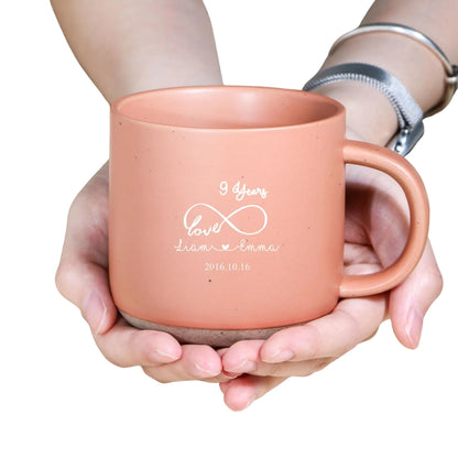 Personalized 9 Years Anniversary Pottery Mug With Couple Name, Custom 9th Wedding Anniversary Mug WD0318