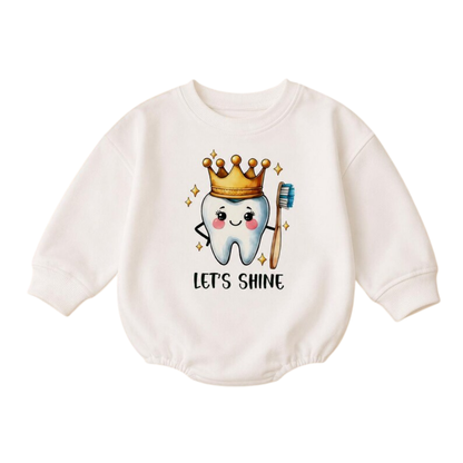 Let's Shine Tooth Baby Romper Sweatshirt, Dentist Baby Romper Sweater BB0480