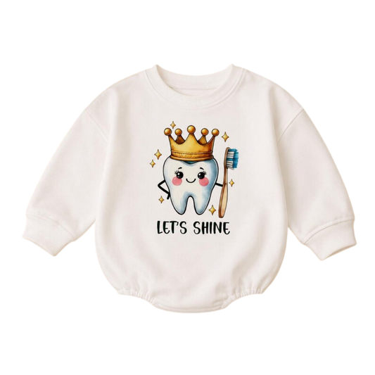 Let's Shine Tooth Baby Romper Sweatshirt, Dentist Baby Romper Sweater BB0480