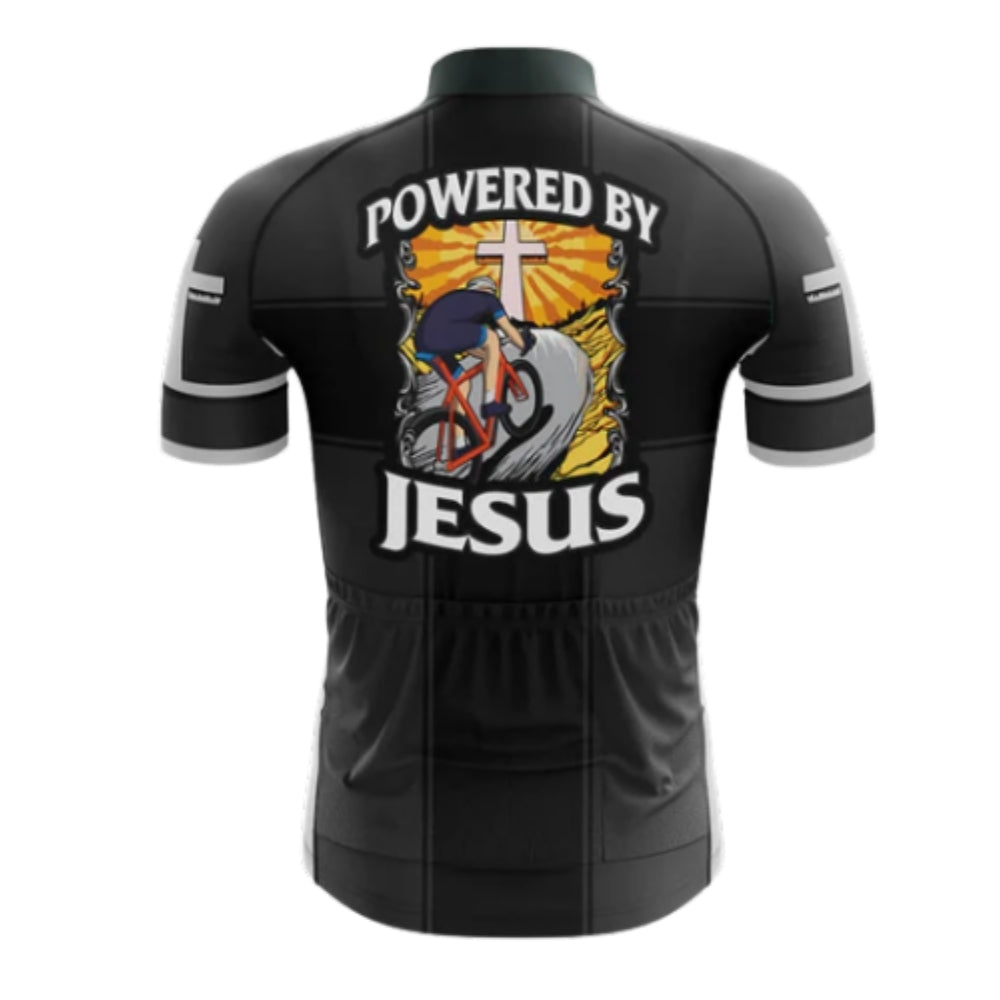 Powered By Jesus Cycling Short Sleeve Jersey Mens, Christian Cycling Jerseys For Men CZ0094